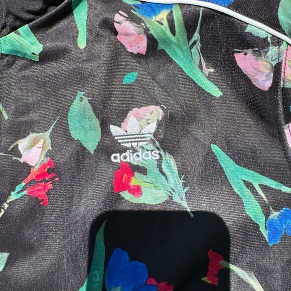 Adidas Women’s Track Jacket Full Zip- Up Closure With High Collar Cropped Logo M - Picture 5 of 6